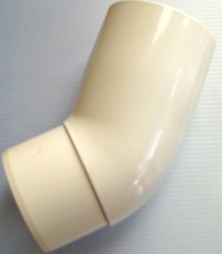 Verbindungsstück 45-Grad-Bogen für Lüftungsrohre DN75 weiß